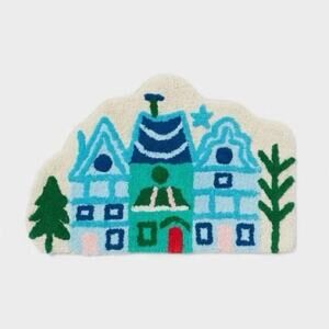 Wondershop NWT Christmas Winter Village Bath Rug 17x24 Blue